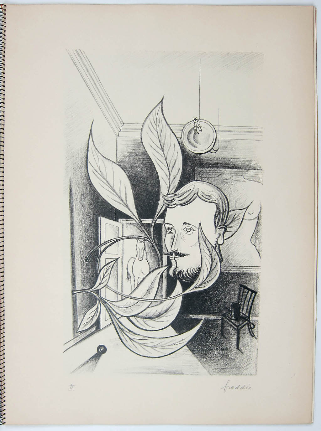 Wilhelm Freddie - 8 surrealistiske litografier - plate two - 1934 bound portfolio of eight original lithographs with text